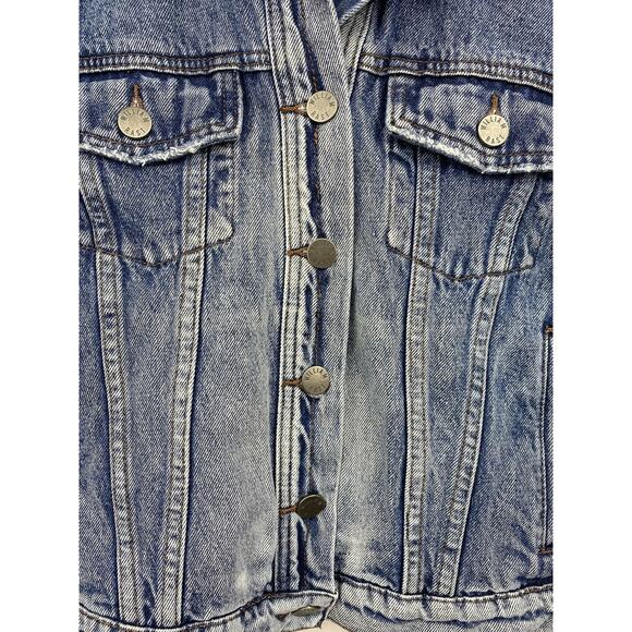 William Rast Womens Jean Jacket Blue Buttons Pockets Collared Cotton Juniors M - Picture 3 of 6